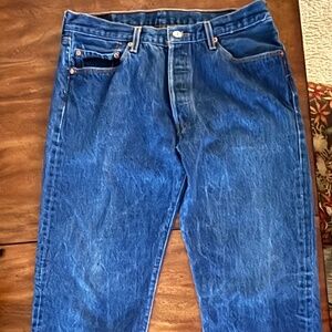 Vintage Levis 501 Jeans Men's 36x36 Dark Blue Denim Straight Fit Button Fly